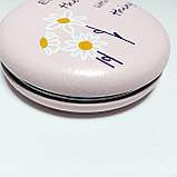 Дзеркало косметичне кишенькове кругле з ромашками, фото 3