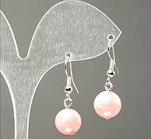 Сережки з каменю Турмалін (імітація) гладка кулька d-10мм L-32мм купити біжутерію оптом в інтернеті