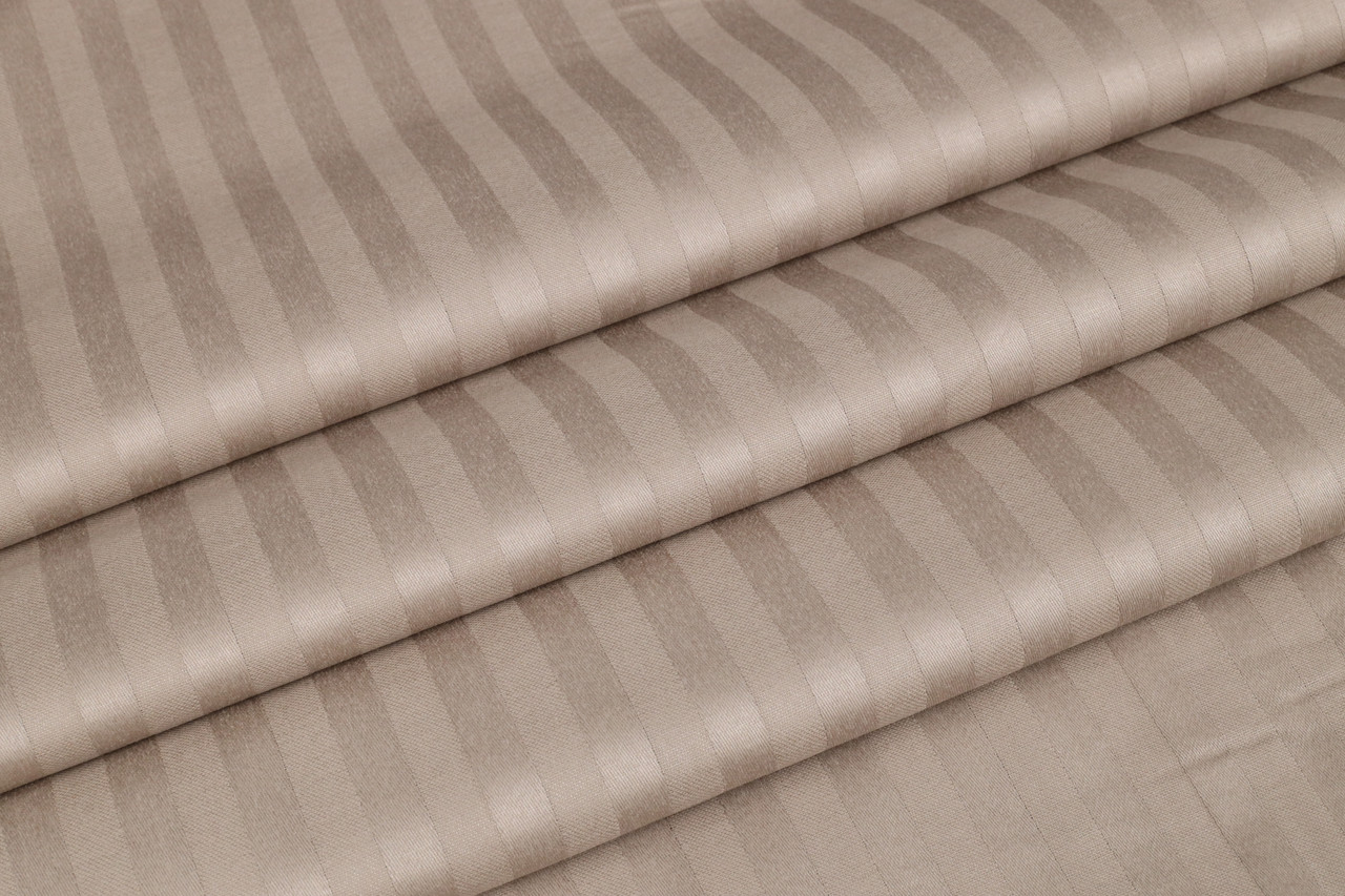 Відріз готельного СТРАЙП-сатину (1см) Темний беж 100% бавовна 58х240 см