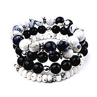 БІЛА НІЧ, кахолонг і агат. Браслет з натурального каменю