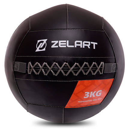 М'яч волбол для кросфіту та фітнесу Zelart WALL BALL вага-3кг чорний, фото 2