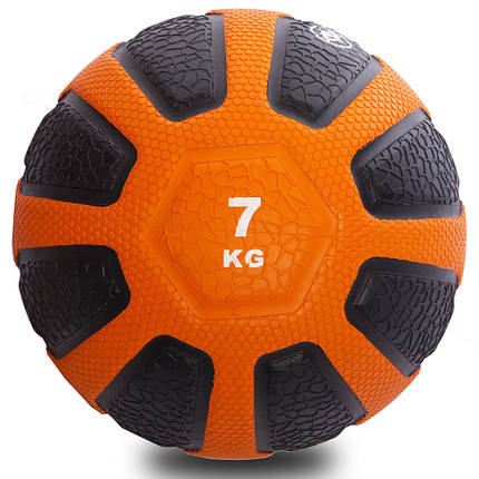 М'яч медичний медбол Zelart Medicine Ball 7кг чорний оранжевий, фото 2