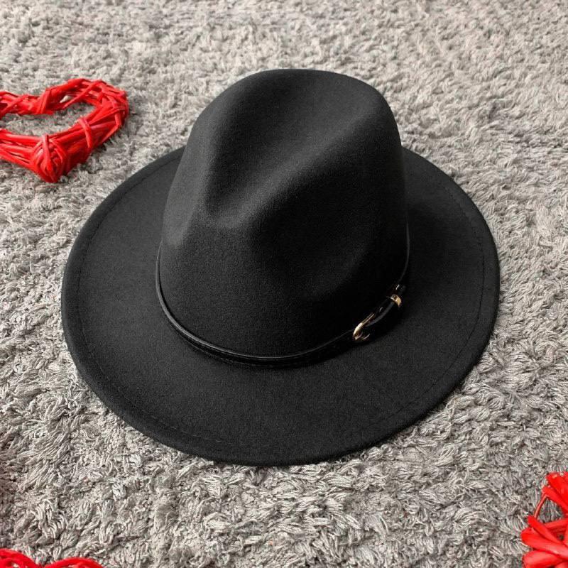 Капелюх Федора унісекс зі стійкими полями Vogue чорний (з чорним ремінцем)