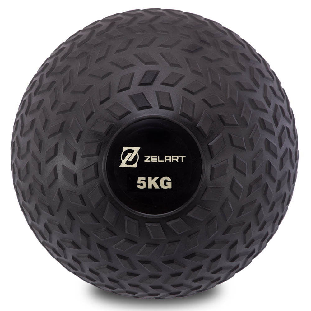 М'яч набивний слембол для кросфіту рифлений Record SLAM BALL 5кг чорний