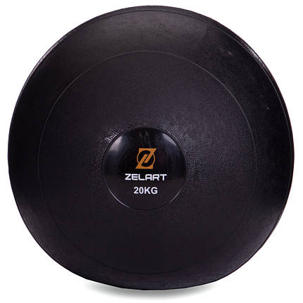 М'яч медичний слембол для кросфіту Zelart SLAM BALL 20кг чорний, фото 2