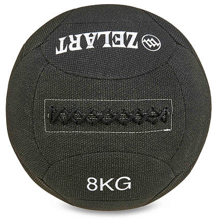 М'яч набивний для крофіту волбол WALL BALL 8кг чорний, фото 2