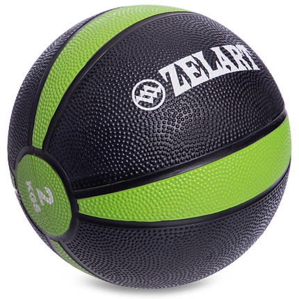 М'яч медичний медбол Zelart Medicine Ball 2кг чорний зелений, фото 2