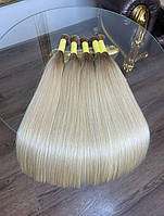 Натуральные волосы в срезе ОМБРЕ, ровные 50 см 50 гр для наращивания