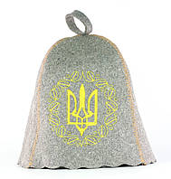 Банная шапка Luxyart "Желтый тризуб", натуральный войлок, серый (LA-924)