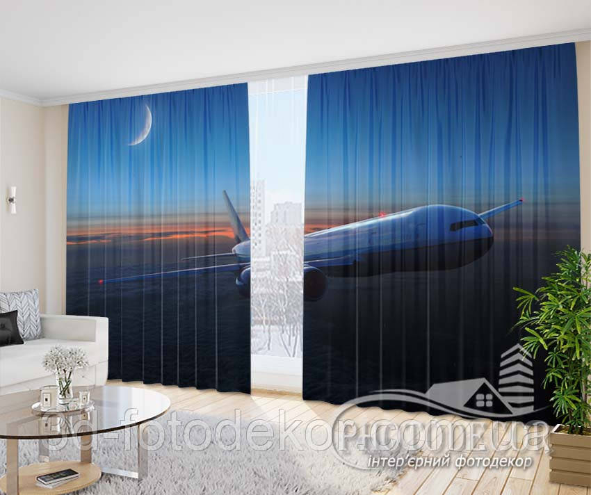 Фото Штори "Літак над хмарами 1" - Будь-який розмір! Читаємо опис!, фото 1