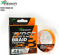 Шнур Intech First Braid X8 Orange 100m #0.8 14lb/6.36kg