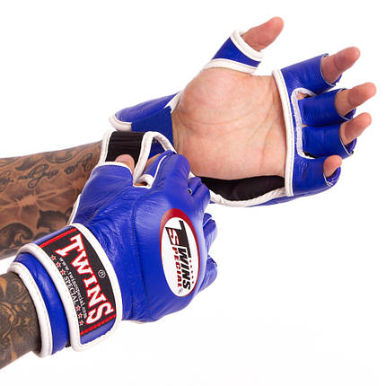 Рукавички для змішаних єдиноборств MMA шкіряні TWINS M-XL кольори в асортименті, фото 2
