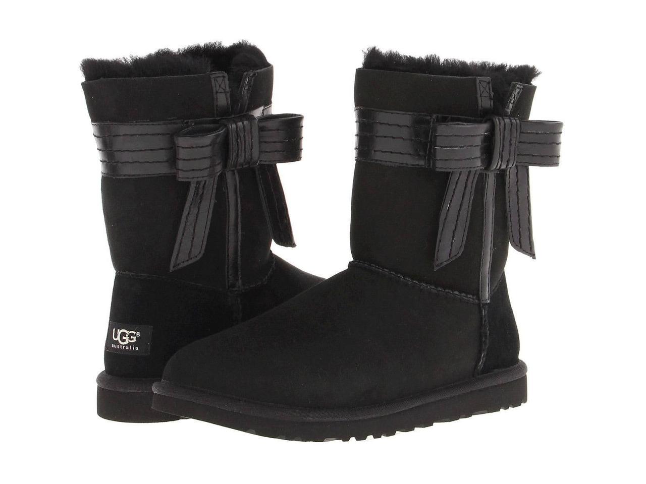 Уги UGG Australia Josette Black з декоративним шкіряним бантом збоку (розмір 38)