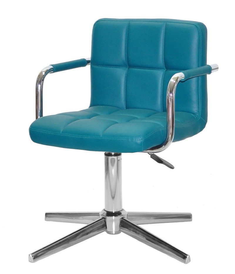 Крісло з підлокітниками Arno Modern Base шкірозамінником зелений 1002, на хромованій хрестовині на стопах, фото 1