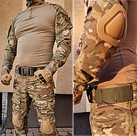 Тактическая рубашка мультикам для военных и штаны с наколенниками (S-3XL) Костюм военный мультикам MARKET