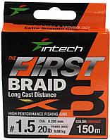 Шнур Intech First Braid X8 Orange 150m #1.2 22lb/9.99kg