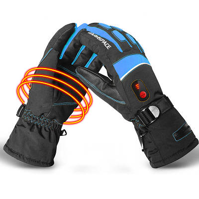 Зимові лижні рукавиці з двостороннім підігрівом uWarm GA800A, з регулюванням температури, до 6 годин, 4000mAh, сині, XL