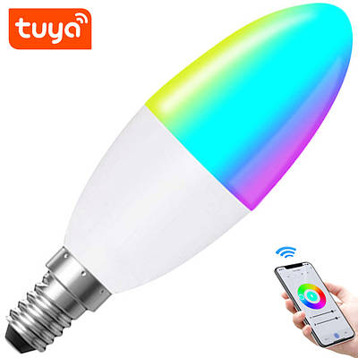 Розумна світлодіодна WiFi LED лампочка USmart Bulb-02w, E14, RGB лампа з підтримкою Tuya, Android/iOS