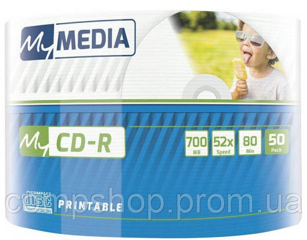 Диск CD-R 700MB  52x   50pcs  MyMedia Full Printable (код 131839), фото 1