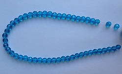 Бусина Куля з огранкою колір св. бірюза 6 мм