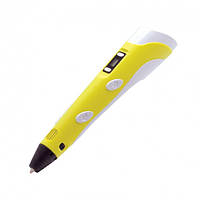 3D ручка c LCD дисплеем и экопластиком для 3D рисования и моделирования Pen 2 Желтая! наилучший