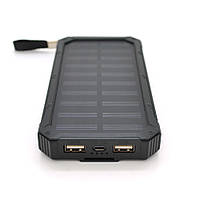 Power bank 30000 mAh Solar, ударо защищеный прорезиненый корпус, Black, Corton Box