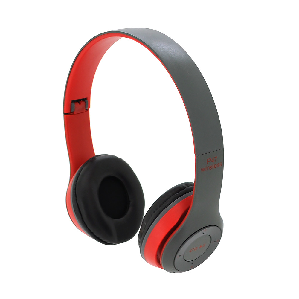 Бездротові навушники Bluetooth P47 Led, Red/Silver