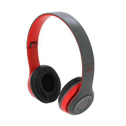 Бездротові навушники Bluetooth P47 Led, Red/Silver, фото 1