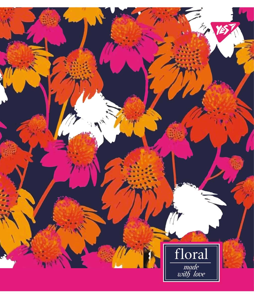 Набір шкільних зошитів 24 аркушів клітинка YES Floral Explosion 10 штук, фото 1