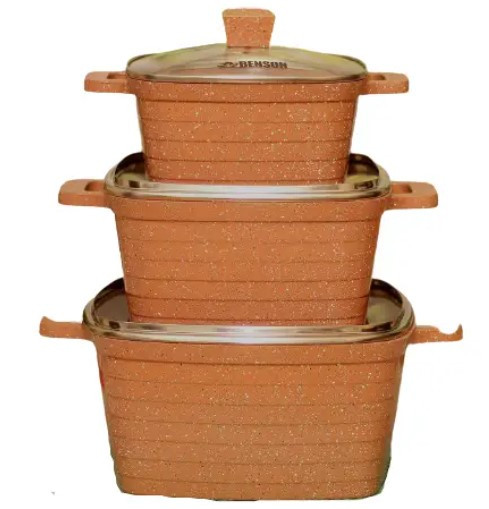 Набір каструль Benson BN-368 з гранітним покриттям 6 предметів, фото 1