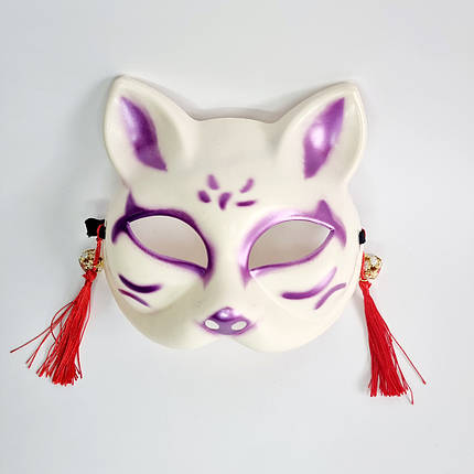 Маска Кіцуне Японської Лисиці Kitsune фіолетова, 18х17 см, фото 1
