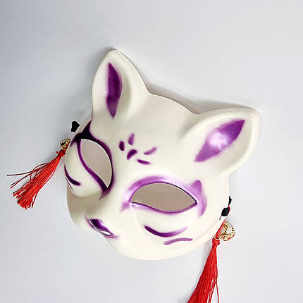 Маска Кіцуне Японської Лисиці Kitsune фіолетова, 18х17 см, фото 3