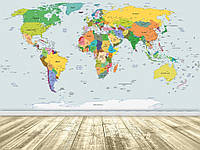 Флизелиновые фотообои в коридор Политическая карта мира (10253V)+клей