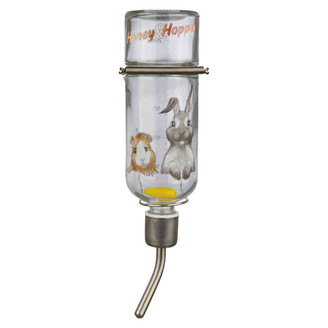 Trixie TX-60445 Honey & Hopper Поїлка скляна з металевим поїльником для хом'яків, морських свинок 125 мл