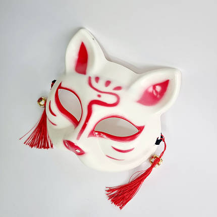 Маска Кіцуне Японської Лисиці Kitsune червона, 18х17 см, фото 3