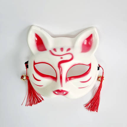 Маска Кіцуне Японської Лисиці Kitsune червона, 18х17 см, фото 1
