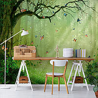 Флизелиновые фотообои для детской комнаты Сказочный Лес Для Детей Бабочки (14403V)+клей