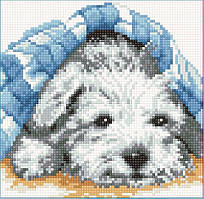 Алмазна мозаїка Цуценя під ковдрою UA-024 (20 х 20 см) ТМ Алмазна мозаїка