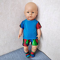 Комплект для хлопчика одяг на пупса Baby Born 43 см шорти, шкарпетки та футболка