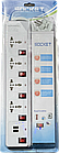 Багатофункціональний подовжувач 2м, 4 розетки, 2USBx2.1A 2000W, LMK7311 з кнопкою, фото 2