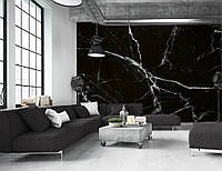 Флизелиновые фотообои для зала 416x254 см Текстура современного черного мрамора (14180VEXXXL)+клей