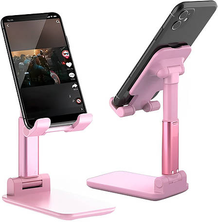 Настільна підставка тримач для телефона планшета Folding desktop phone stand Рожева, фото 1