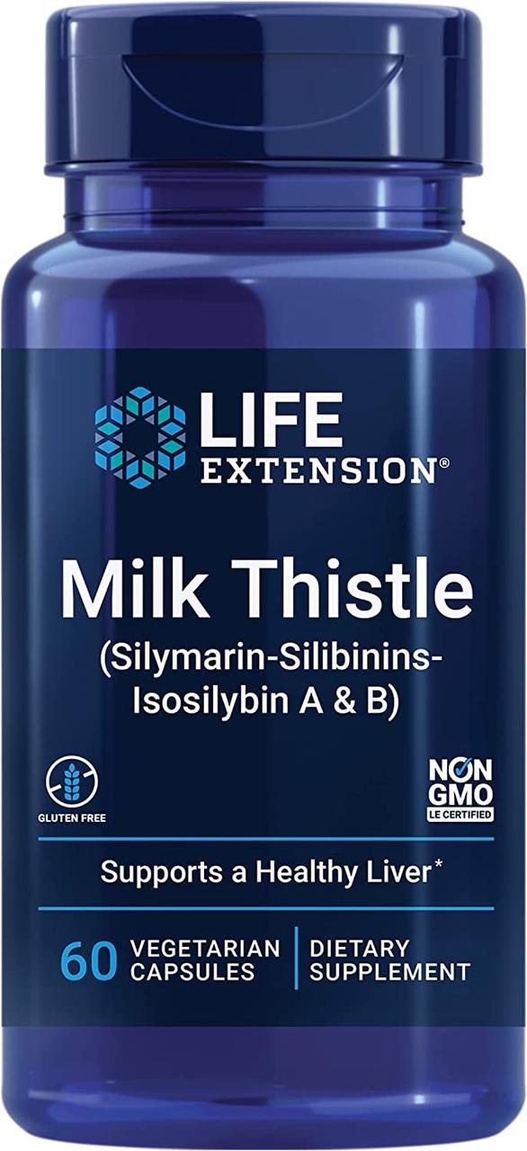 Life Extension Milk Thistle Silymarin Silibinins Isosilybin A & B / Розторопша для здоров'я печінки 60 капсул