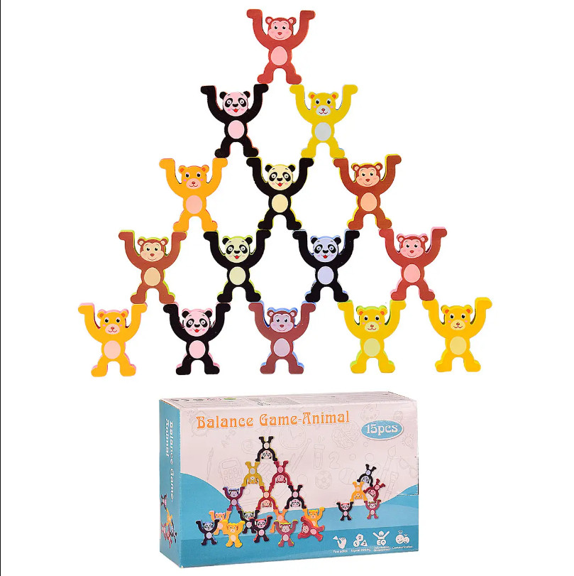 Дерев'яна іграшка балансер Balance Game-Clown 15 предметів 19*12*6см, от 36+ місяців (WD2724 )