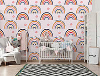 Флизелиновые фотообои на стену 312x219 см Детские для девочки Пастельные красочные радуги (14254VEXXL)+клей