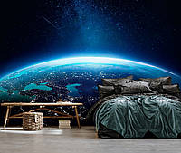 Флізелінові фотошпалери космос на стіні 368x254 см всесвіт зірки небо земля (14415V8)+клей