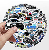 Набір водовідштовхувальних стикерів Поліція вінілові наклейки на авто телефон ноут 50 шт., фото 2