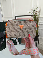 Женская сумка Guess Гесс кросс-боди бежевый+ оранж