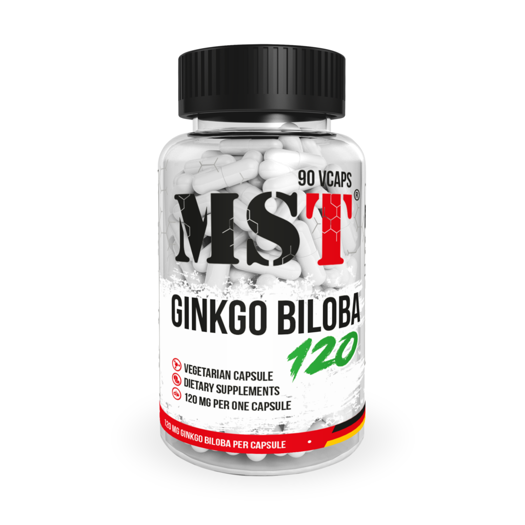 Улучшает мозговое кровообращение MST GINKGO BILOBA 120 mg 90 caps - фото 1 - id-p1755146037