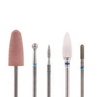 Стартовий набір фрез Nail Drill для щільної кутикули SET-5B BLUE (5 фрези, середня абразивність)